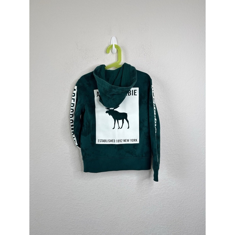 Abercrombie Kids Zip Up Hoodie 5/6 Boys Girls Green Tie Dye Patch Logo‎ Outdoor